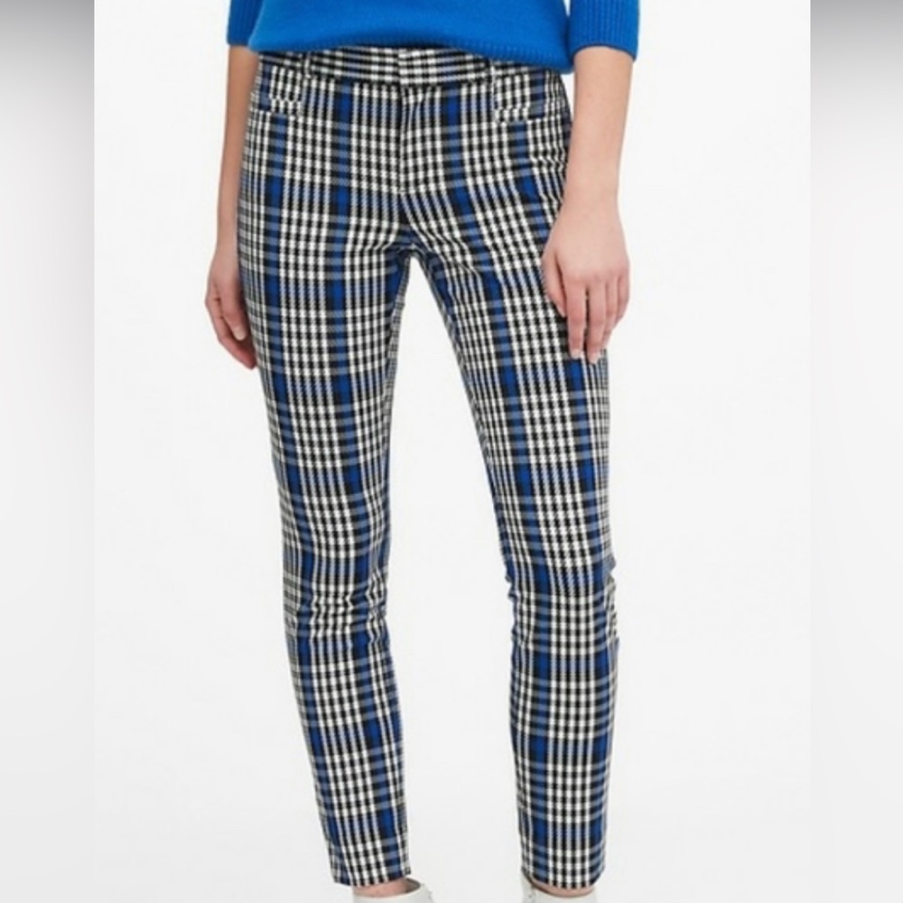 Banana Republic women’s pants, size 12, Sloan fit. Blue/Black plaid.
